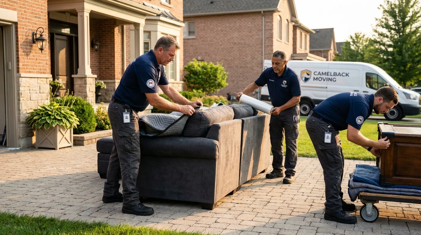 Large estate moving crew wrapping furniture in Holland, NY